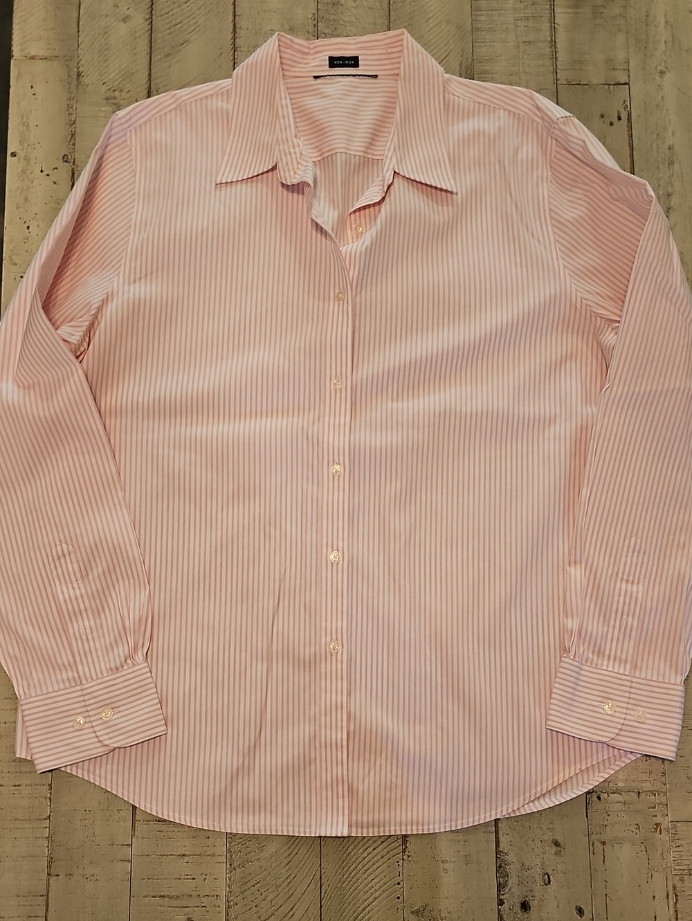 Classic Pink Stripe Button-Down Shirt Women's Size L